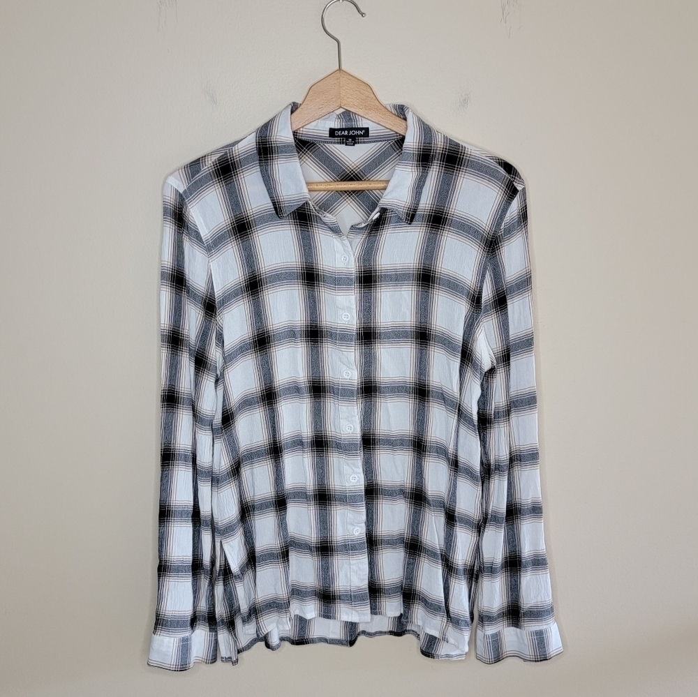 Dear John | Plaid Button Down Shirt with Buttons on Back Size Medium
